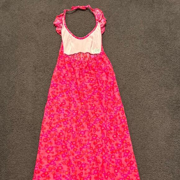 Vintage High Tide Hawaiian Psychedelic Bright Floral Halter Maxi Dress - Picture 7 of 9